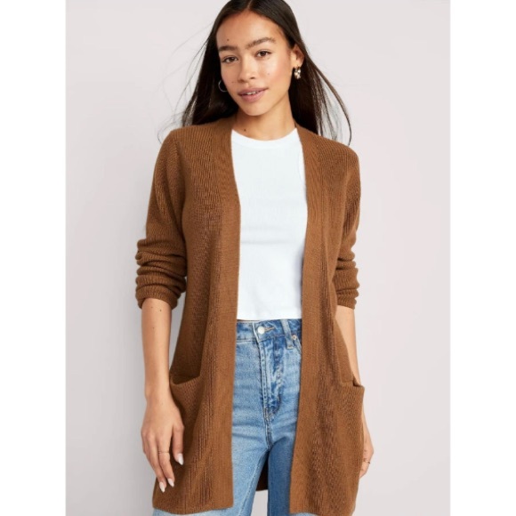 Old Navy Sweaters - NWT Old Navy Open Front Tunic Cardigan Knit Sweater Minimalist Brown Large